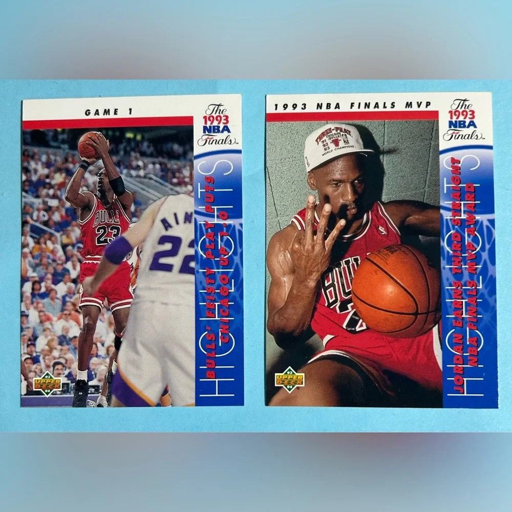 Michael Jordan Chicago Bulls (2) 1993 UD NBA Trading Cards #198 + 204 NMint